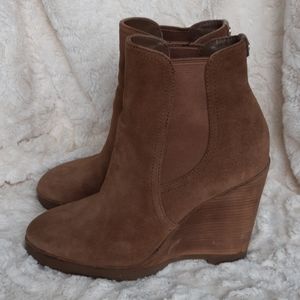 Michael Kors Wedge Cognac Suede Booties